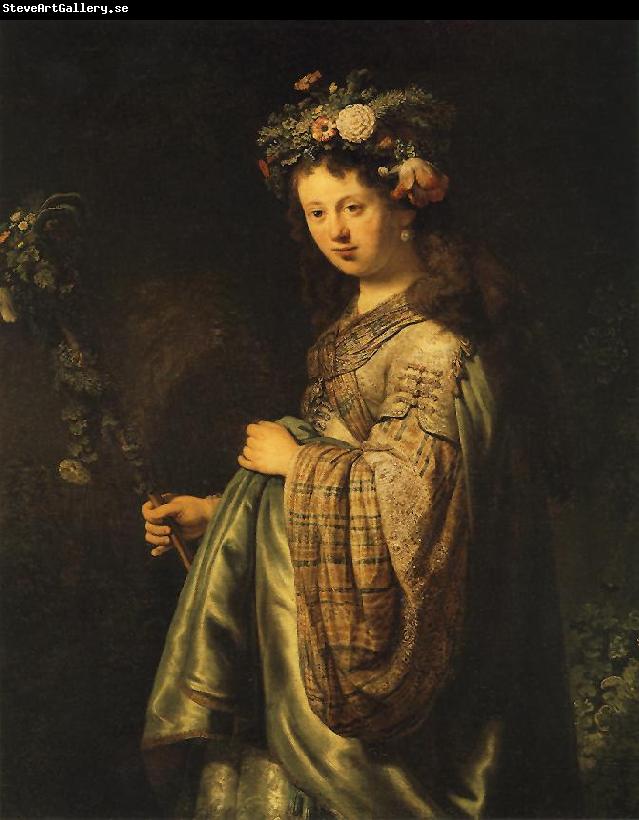 REMBRANDT Harmenszoon van Rijn Saskia as Flora